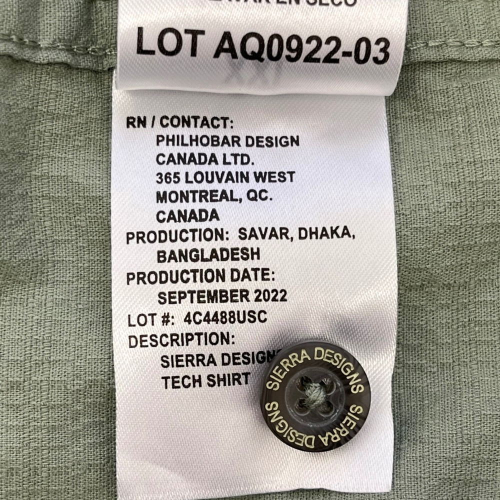 Sierra‎ Designs Mens Tech Shirt XXL Green Short Sleeve Textured Cotton Stretch - Picture 7 of 8